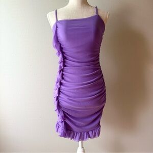Iris Elegant Purple Ruched Dress